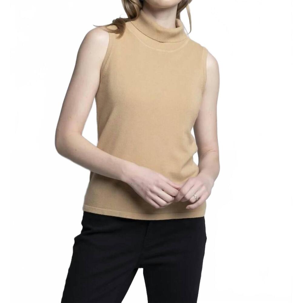 NEW PICADILLY women's mock neck tank top in sesame